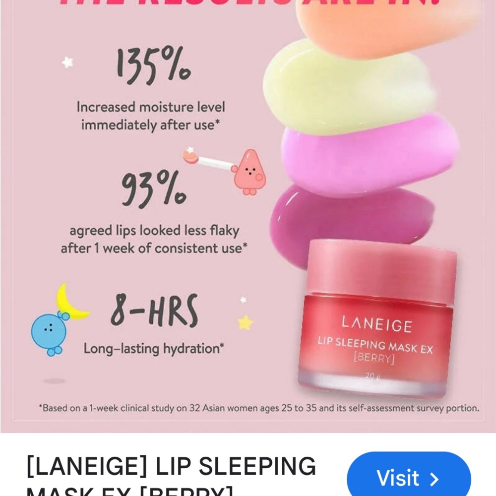 LANEIGE lip sleeping mask (BERRY)20g FULL SIZE NIB - Picture 4 of 6